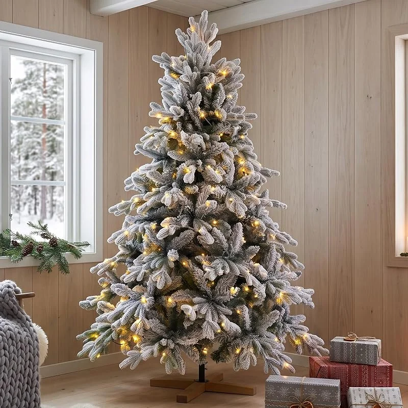 Marke: Verdego Verdego Weihnachtsbaum mit Beleuchtung, Schnee, Holzständer, PE&PVC, 225cm — Weihnachtsbeleuchtung
