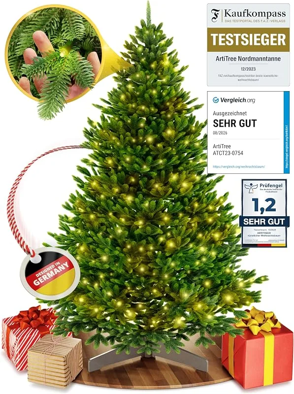Besuche den ArtiTree-Store ArtiTree Künstlicher Weihnachtsbaum mit Beleuchtung 180 cm – LED Nordfichte — Weihnachtsdeko