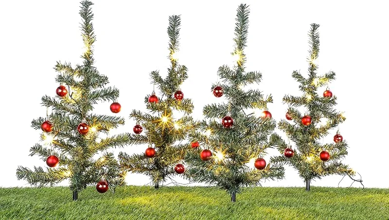 Besuche den Spetebo-Store Spetebo Lichterbäumchen Gartenstecker 45 cm, 4er Set, 40 LED — Weihnachtsbeleuchtung