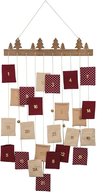 Besuche den Rayher-Store Rayher Adventskalender Set, mit Holzleiste und 24 Säckchen zum Befüllen, rot, beige Töne 44 x 95 cm, 46656999 — Advent und Tisch