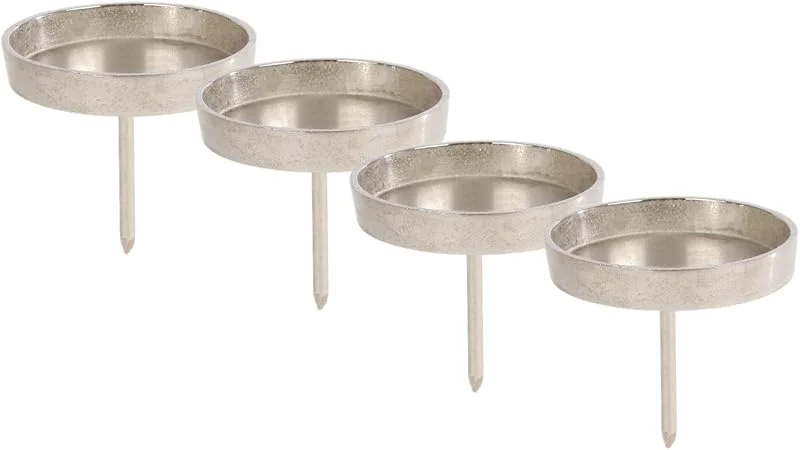 Besuche den Spetebo-Store Alu Kerzenpick für Stumpenkerzen 4er Set - 8 cm in Silber - Metall Kerzenhalter für Kugelkerzen - Kerzen Stecker für Advents und Weihnachts Gesteck — Advent und Tisch