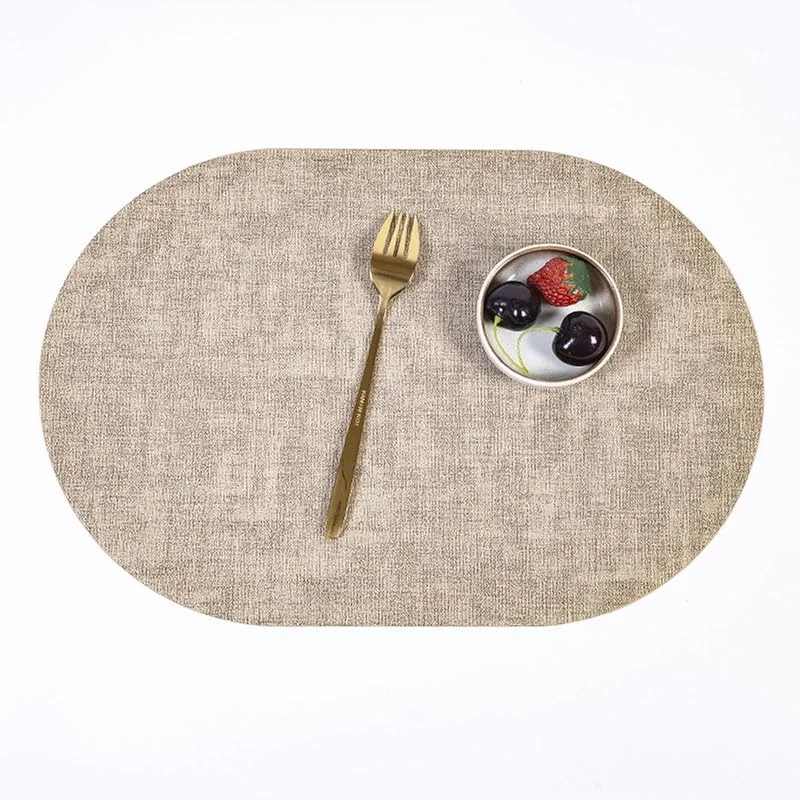 Besuche den Epinki-Store Epinki Tischsets Platzsets Abwaschbar Natur Oval, 2er Set 30x45CM Platzset Weihnachten Vintage Gewebt Muster Anti-Rutsch aus PU Leder, Tischmatte Esstisch Beige Kaffee für Tisch Bar — Küche & Haushalt
