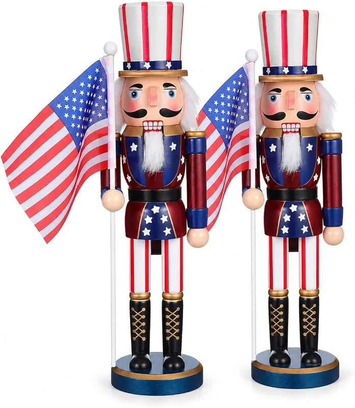 Besuche den Cabilock-Store Cabilock Nussknacker-Figuren zum 4. Juli, 38, 1 cm, patriotische Nussknacker-Soldaten-Figur aus Holz mit amerikanischer Flagge, Unabhängigkeitstag, Rot, Weiß, Blau, Heim-Tischdekoration zum 250 — Weihnachtsdeko