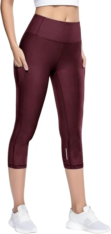 Marke: Generisch Generisch Damen Yoga Capri Leggings Mit Taschen High Waisted Übung Capris Hosen Für Lässige Sommer Workout Für Sommer Gym Damen 7, 8 Hosen Sportlich Und Stilvoll Activewear — Weihnachtsmode