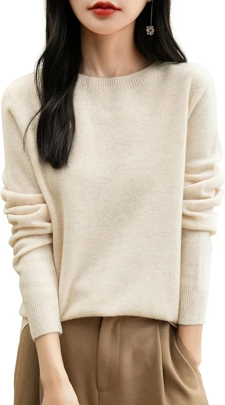 Besuche den Chanyarn-Store Chanyarn Damen 100% Merinowolle Pullover Rundhalsausschnitt First-Line Ready to Wear Langarm nahtlosem Strickpullover — Weihnachtsmode