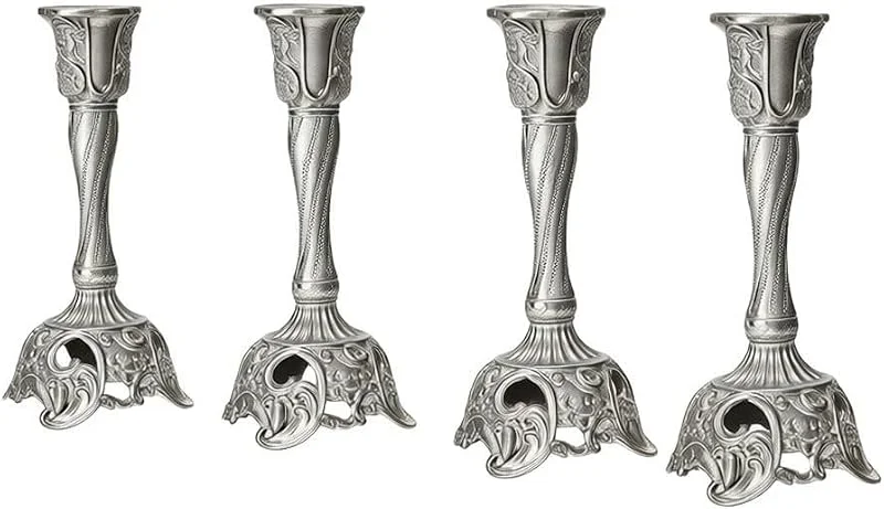 Marke: SiSinkal Robuster Legierung Kerzenständer Floral Design Silber Finish(Silver) — Kerzenlicht Abendessen