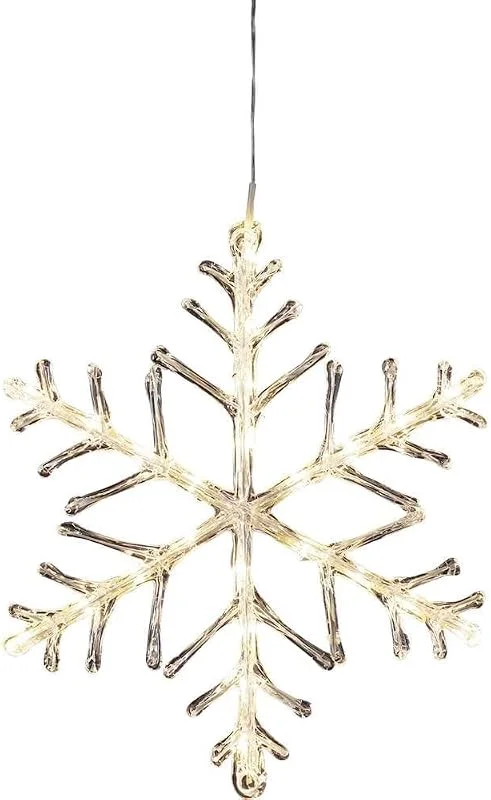 Besuche den Konstsmide-Store Konstsmide LED Acryl Schneeflocke, 24 warm weiße Dioden, 24V Außentrafo, transparentes Kabel - 4440-103 — Weihnachtsbeleuchtung