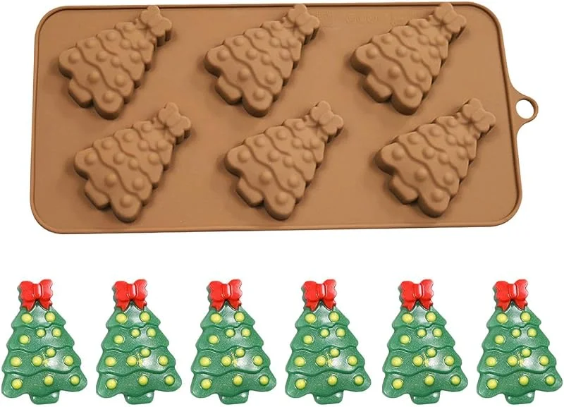 Marke: Generisch Tannenbaum-Silikonform 6 Mulden Fondant Kuchen Dekoration Backform — Weihnachtskueche