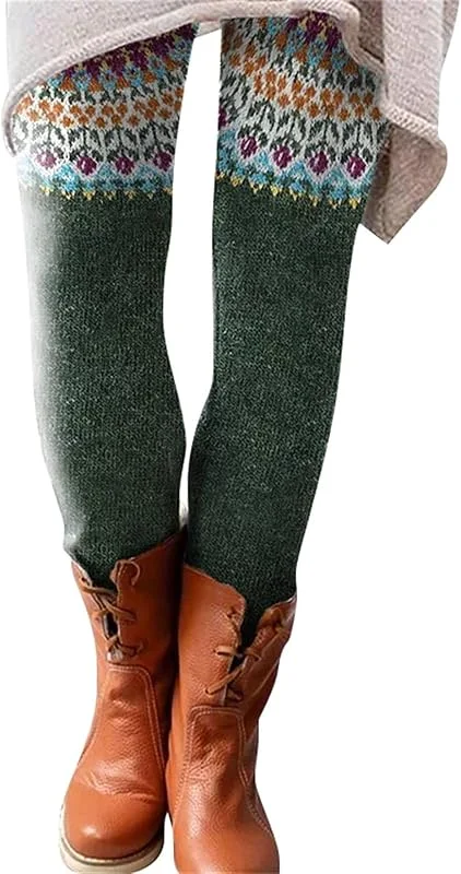Marke: Generisch Winterleggins Damen Lang Blickdichte Leggings Baumwolle Bunteleggings Thermo Yoga-Leggings High Waist Warm Winterhose Winter Fleece-Jogginghose Woll Strumpfhosen Stretch Jeggings Weihnachten Hose — Weihnachtsmode