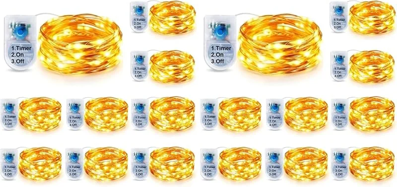 Besuche den innotree-Store innotree 9 Stück, 3 Modi Lichterkette Batterie mit Timer, 2M 20 LEDs (Packung mit 2) — Weihnachtsbeleuchtung