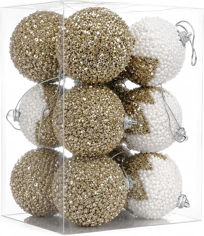 Marke: Faticenic Weihnachtsbaumschmuck-Set, 12 Stück, Weihnachtskugel-Ornamente, 5, 9 cm große Schaumstoff-Hängekugeln für Weihnachtsdekoration, Champagner