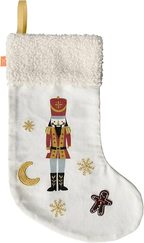Besuche den kikadu-Store kikadu Nikolausstiefel Nussknacker – Weihnachtsstrumpf zum Befüllen aus 100% Bio-Baumwolle, Bestickt, 39×19 cm, mit Aufhängeschlaufe – Weihnachtsdeko für Kamin, Tür, Kinderzimmer