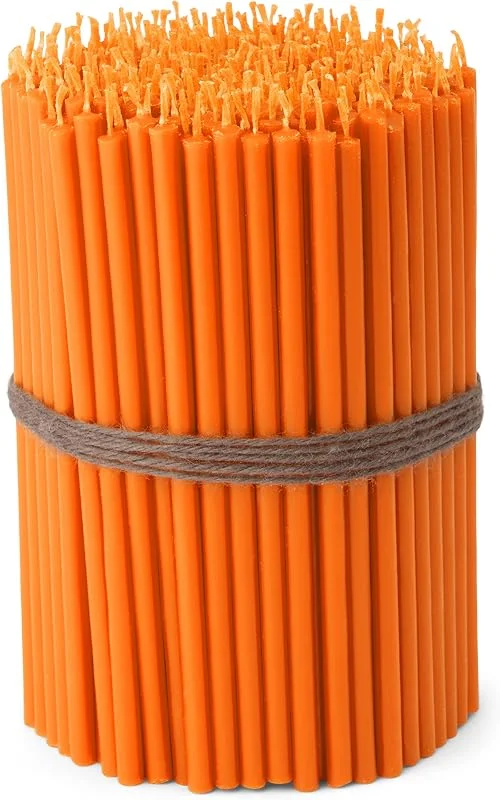 Besuche den NKlaus-Store NKlaus 250x orange Stabkerzen, dünn, L 16cm, Premium-Paraffinwachs — Kerzenlicht Abendessen