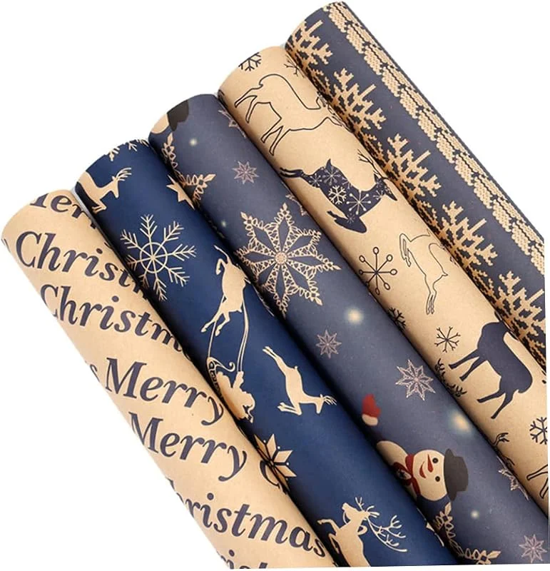 Marke: Muzrunq Weihnachts-Geschenkpapierbögen, Geschenkpapier, Weihnachten, festliche Dekoration, 5 Bögen — Geschenkverpackung