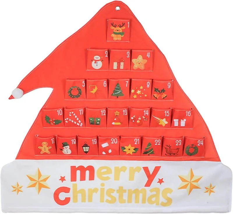 Marke: Tsawntd Weihnachtsdekorationen, leerer Adventskalender zum Befüllen des 24-Tage-Weihnachts-Adventskalenders mit Weihnachtsmütze — Advent und Tisch
