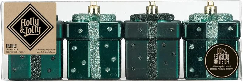 Marke: Holly & Jolly Holly & Jolly - Weihnachtsbaumschmuck Geschenkbox Noble Green, 4 Stück — Geschenkverpackung