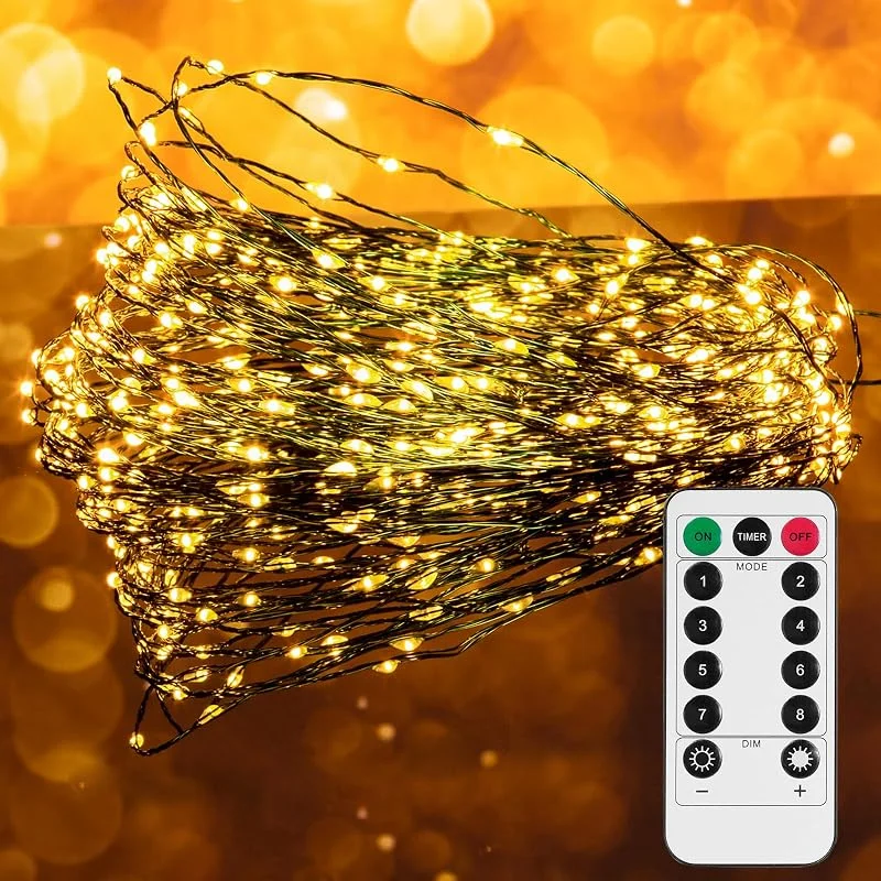 Besuche den Uten-Store Uten Lichterkette Innen, Weihnachtsbaum Beleuchtung 15M mit 300 LED, Batteriebetrieb und USB, Fernbedienung, 8 Modi, für Aussen, Garten, Party, Weihnachten — Weihnachtsbeleuchtung