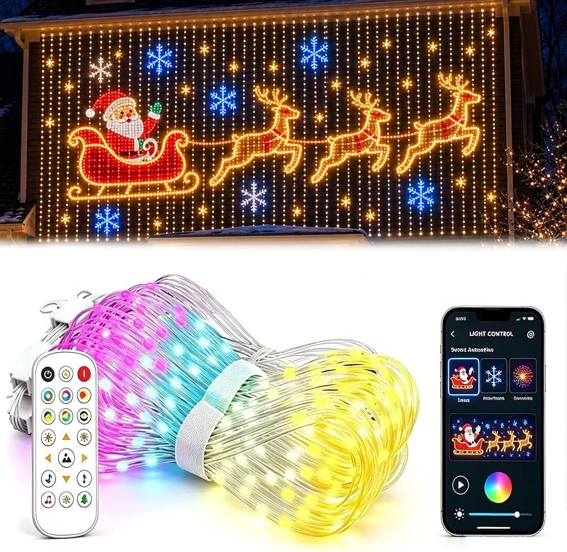 Marke: Generic Christmas LED House Net, Smart Outdoor Wall Curtain Light with Remote — Weihnachtsbeleuchtung