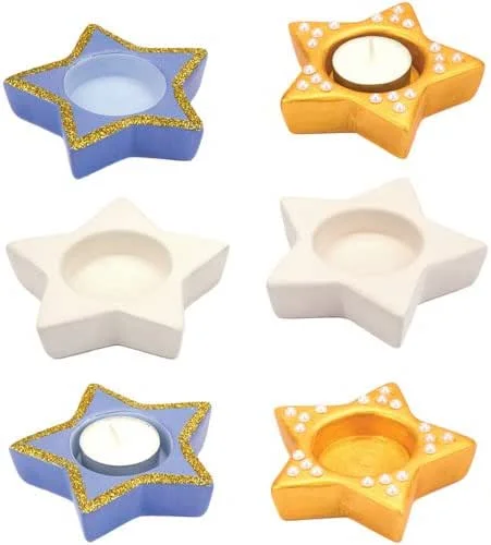 Besuche den Baker Ross-Store Baker Ross AV837 Teelichthalter aus Keramik, ideal für Weihnachten, zum Basteln und Dekorieren für Jungen und Mädchen, 4 Stück, sortiert — Advent und Tisch