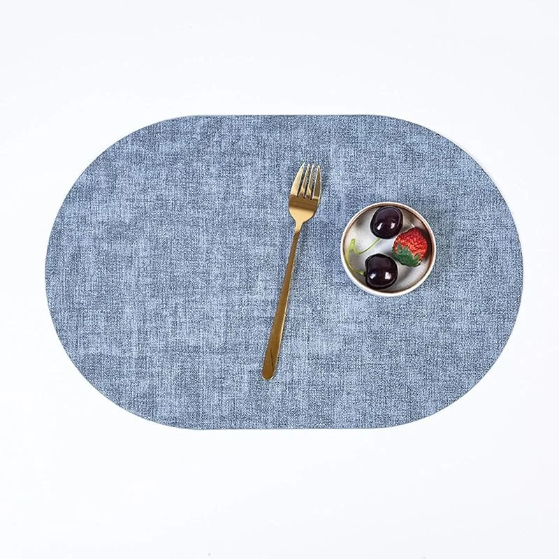 Besuche den Epinki-Store Epinki Tischset Weihnachten Abwaschbar Oval, 2er Set 30x45CM Platzdeckchen Waschbar Gewebt Muster Anti-Rutsch aus PU Leder, Tischmatten Set Abwaschbar Hellblau für Küche und Hotel — Küche & Haushalt