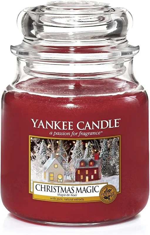 Besuche den Yankee Candle-Store Yankee Candle Duftkerze im Glas (Mittelgroß), Christmas Magic, Brenndauer bis zu 75 Stunden — Kerzenlicht Abendessen