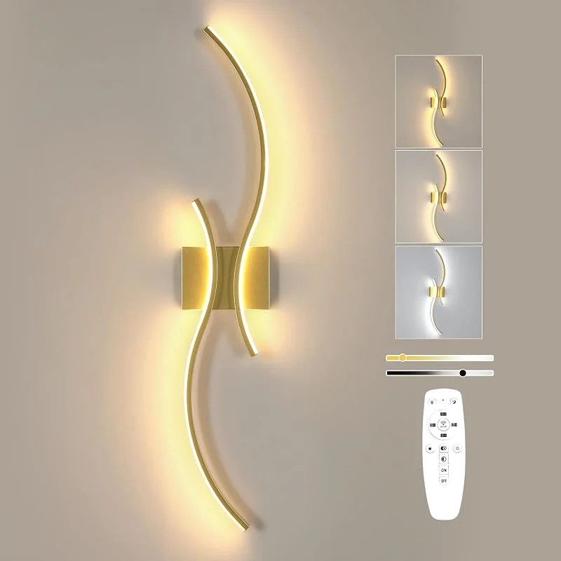 Besuche den Comely-Store Comely LED Wandleuchte Dimmbar, 32W Kreative Lange Wandlampe Gold 80CM — Kerzenlicht Abendessen