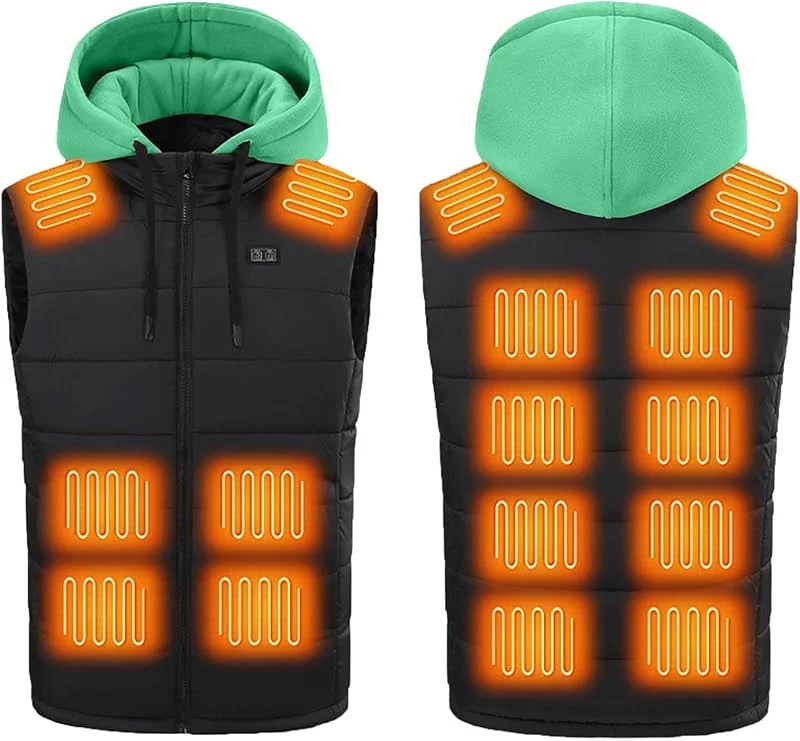 Besuche den UHouse-Store Herren Beheizbare Weste mit Kapuze Heizweste mit 15 Heizzonen USB Elektrische Beheizte Westen Einstellbare Beheizbar Steppweste Winter Heizjacke Ärmellos Jacke mit Heizung Daunenweste Kapuzenjacke — Heizkleidung