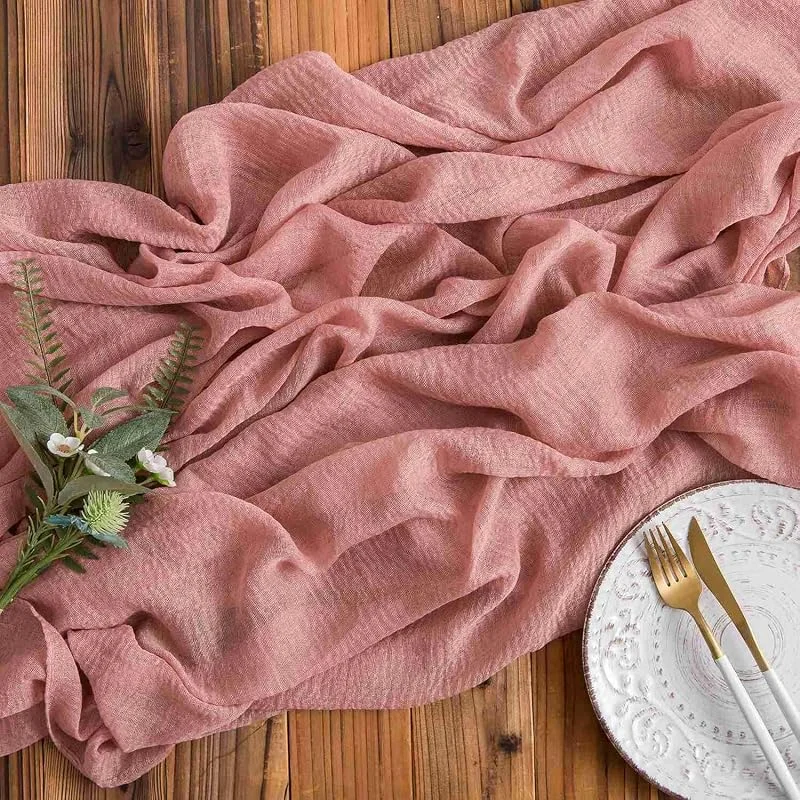 Besuche den AOKSUNOVA-Store AOKSUNOVA Käsetuch Tischläufer Musselin Hochzeit Dekostoff Altrosa — Küche & Haushalt