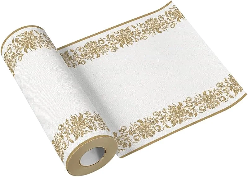 Besuche den PAW Decor Collection-Store PAW Stoffähnliche Tischläufer 40 cm x 24 m - Goldenes Ornament — Küche & Haushalt