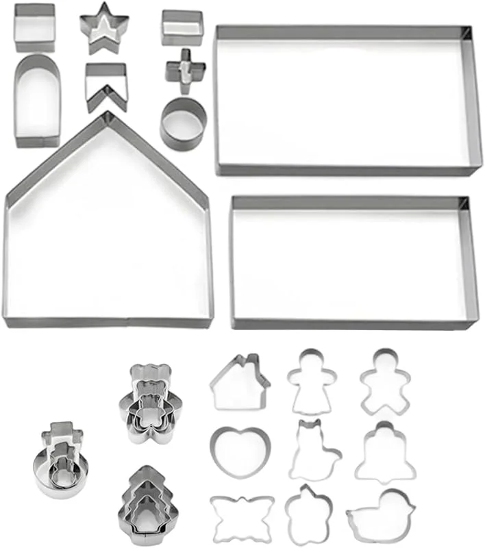 Marke: Tsophreniq 28-teiliges Weihnachtsplätzchen Formen Set aus Edelstahl zum Backen von Lebkuchen, rostbeständig, Gebäck Werkzeug, Keks Set für Weihnachtsbacken, Hausformen — Weihnachtskueche