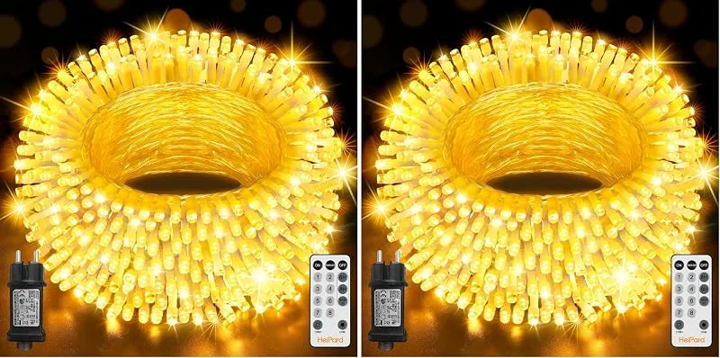 Besuche den HeiPard-Store HeiPard Lichterkette Außen 20m 200LED Warmweiß, Fairy Lights mit Fernbedienung Timer Dimmbar 8 Modi IP44 Wasserdicht für Garten, Balkon, Terrasse, Weihnachtsbaum, Hochzeit & Party Deko (Packung mit 2) — Weihnachtsbeleuchtung