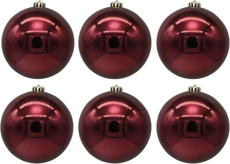 Besuche den Annastore-Store Weihnachtskugeln aus Kunststoff (6 Stück Bordeaux glänzend 14 cm) — Weihnachtsdeko