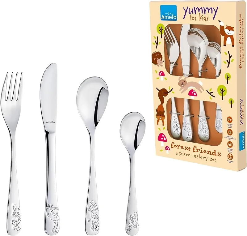 Besuche den Amefa-Store Amefa Forest Friends Kinderbesteck, 4-teilig - Tiermotiv — Geschenkverpackung