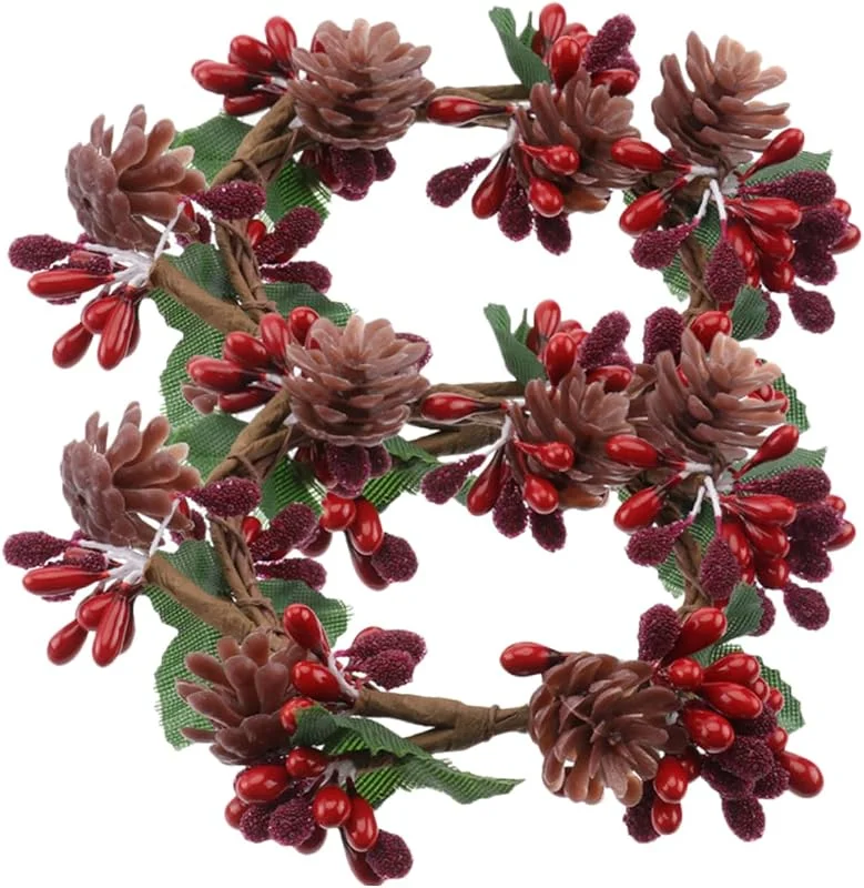 Besuche den Ciieeo-Store Ciieeo 2stücke Kerzenring Künstlichen Beerenkränzen für Weihnachten Tischdeko für Festliche Dekoration Weihnachtskranzhalter für Kerzenarrangements — Kerzenlicht Abendessen